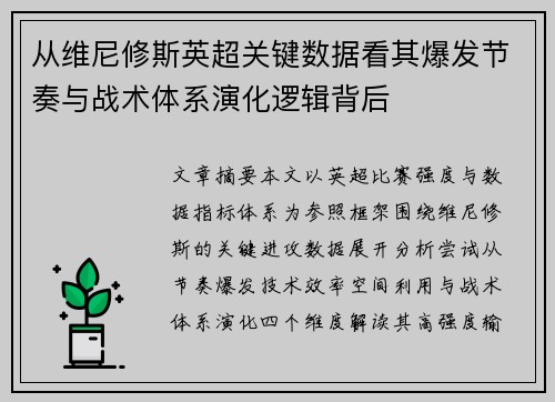从维尼修斯英超关键数据看其爆发节奏与战术体系演化逻辑背后